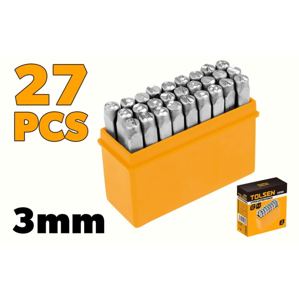 Punctatoare, set 27 buc, cu litere, 3 mm, Tolsen - imagine 2