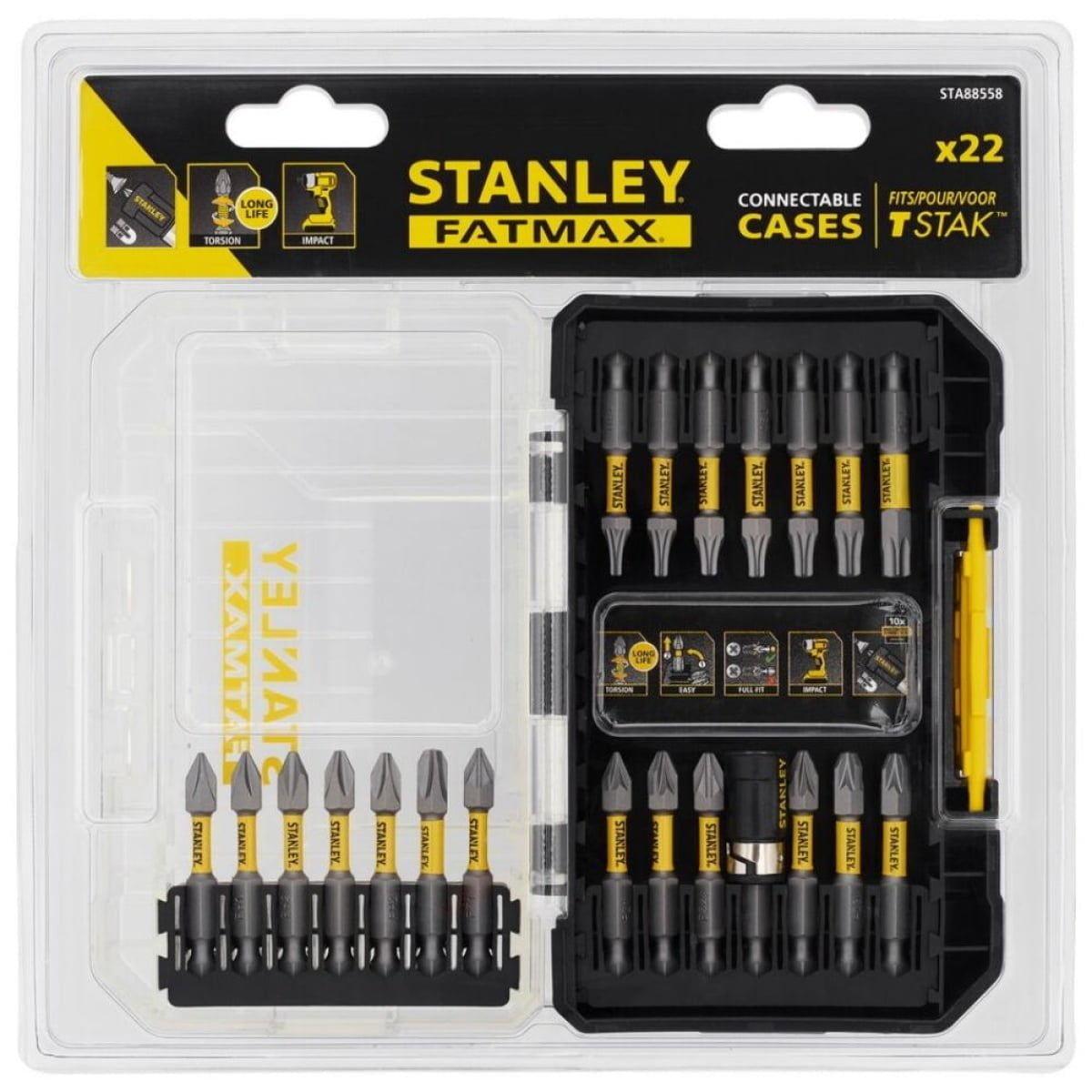 Set biti, 22 buc, impact, PH-PZ-TX, 50 mm, cu adaptor magnetic, Stanley - imagine 4