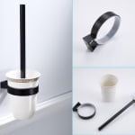 Perie WC, culoare neagra, pahar sticla, prindere perete - imagine 2