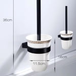 Perie WC, culoare neagra, pahar sticla, prindere perete - imagine 5
