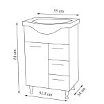 Mobilier baie, baza si lavoar, 55 cm, alb, seria 153, BadenMob - imagine 2