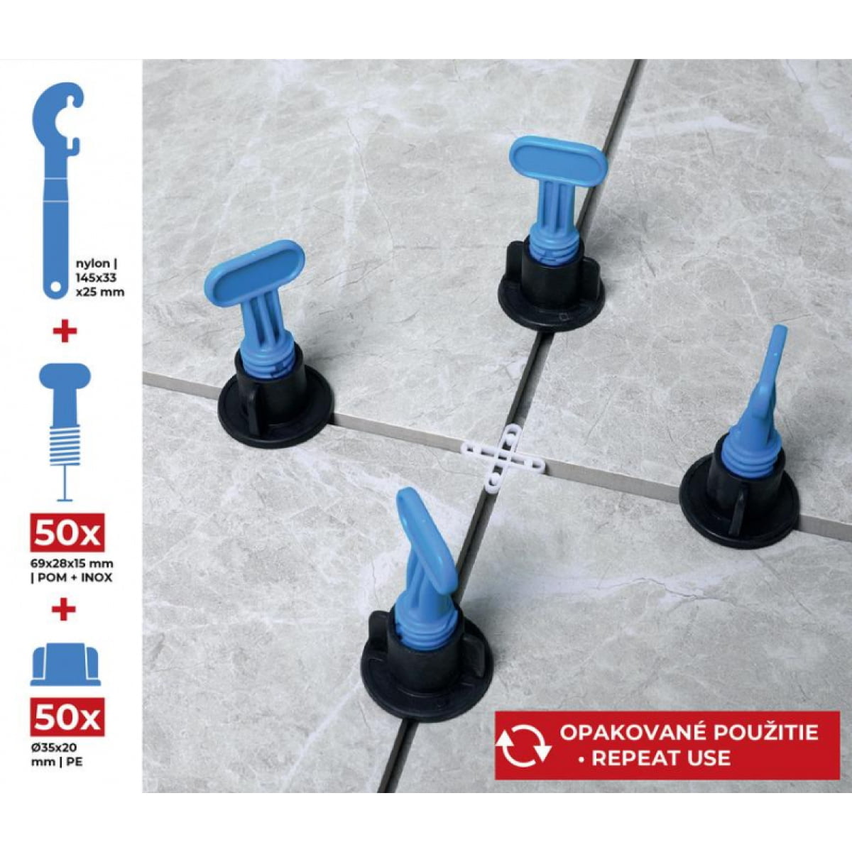 Set de nivelare, pavaj, placi, 50buc/pachet, LS205, Strend Pro - imagine 2