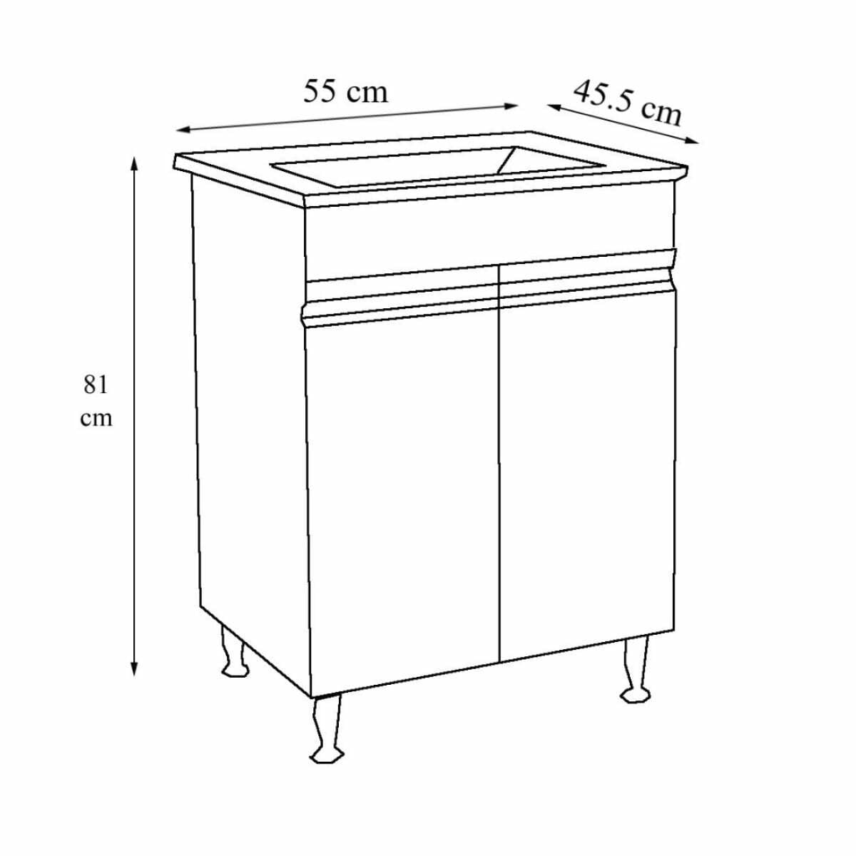 Mobilier baie, baza si lavoar, 55 cm, alb, seria 786, BadenMob - imagine 4