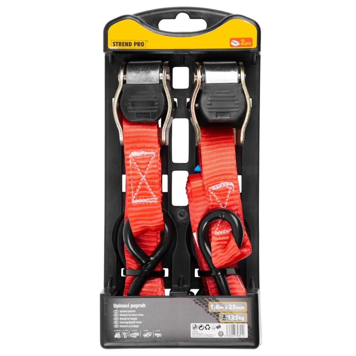 Chinga cu clichet si carlig, 25 mm, L-1,8 m, set 2 piese, max. 125 kg, TRS-602, Strend Pro - imagine 2