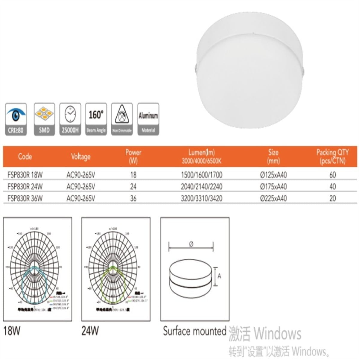 Aplica LED, 36W, rotund, 6500K, FSP830R - imagine 2