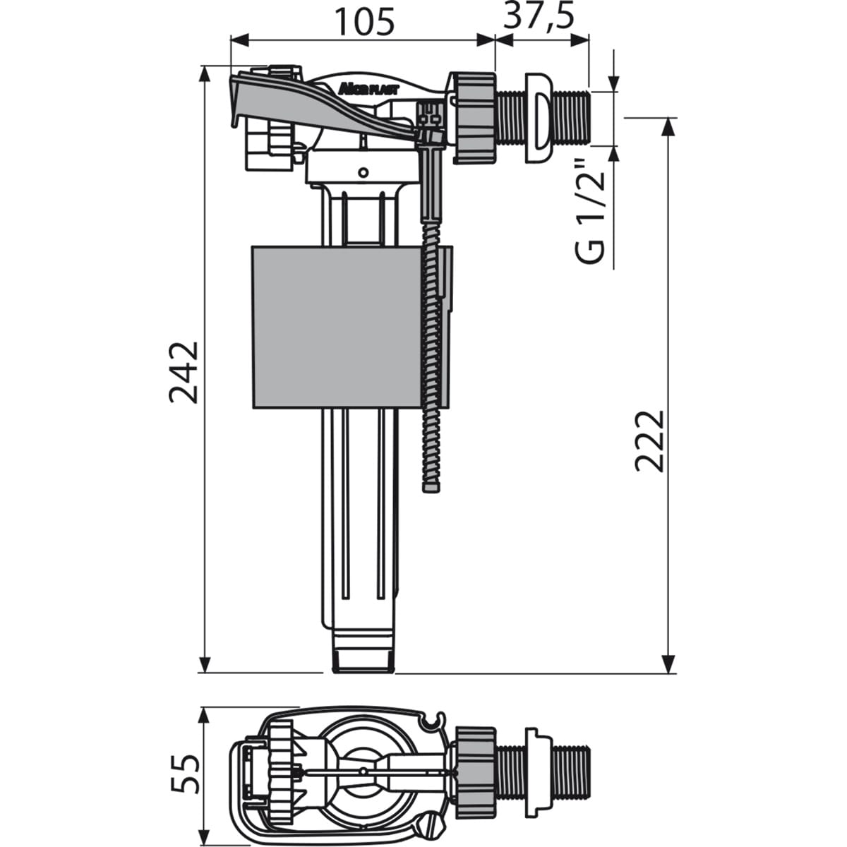 Robinet flotor pentru rezervor WC, A160-1/2” - imagine 2