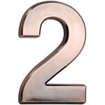 Numar de casă, „2”, cu bandă adezivă, bronz, 70x100 mm, ABS