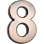 Numar de casă, „8”, cu bandă adezivă, bronz, 70x100 mm, ABS