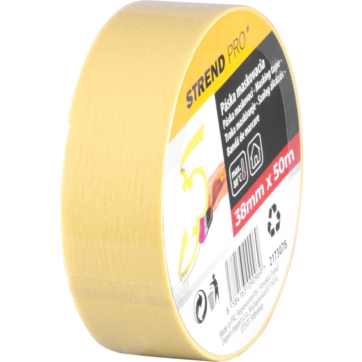 Banda mascare, 38 mm x 50 m, adeziva, 80°C, Strend Pro - imagine 3