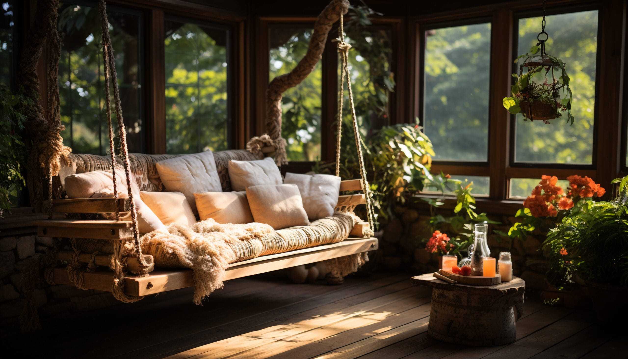 Amenajarea terasei: un ghid complet. Plante decorative, balansoar