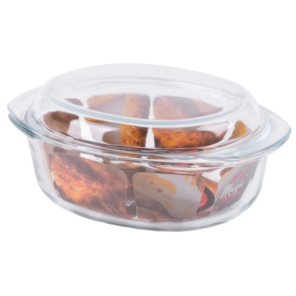 Tavă de copt MagicHome, 3500 ml, sticlă borosilicată, ovala
