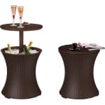 Masă de grădină Keter® COOL BAR RATTAN, maro, multifuncțională, rotundă, 490x490x570/820 mm