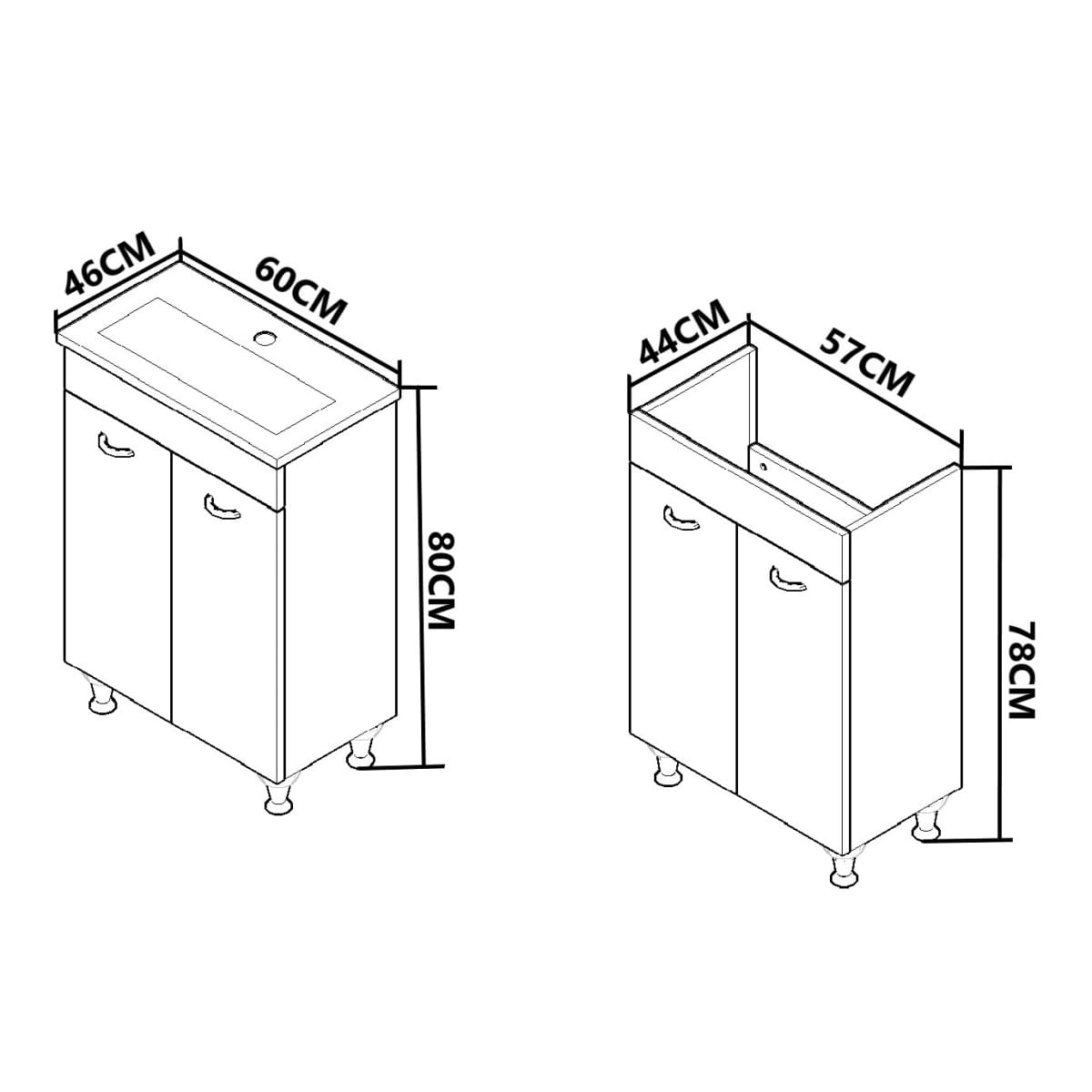 Mobilier baie Kit și lavoar, Seria 067, 60 cm, alb, BadenMob - imagine 5