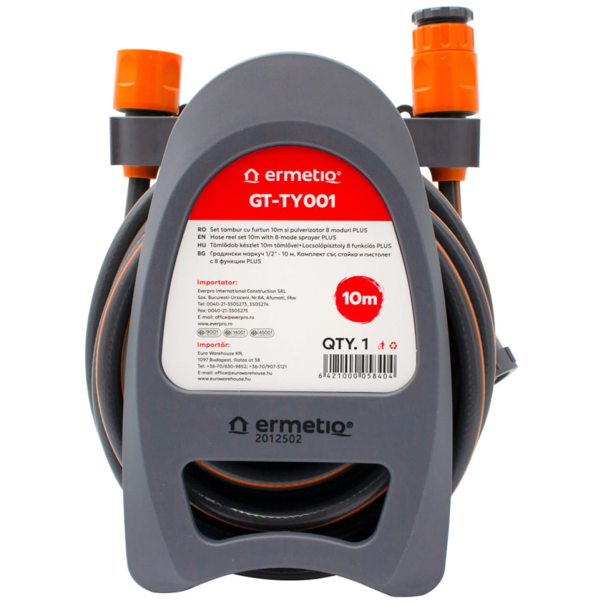 Set tambur cu furtun 10 m și pulverizator 8 funcții, PLUS 8722 – Everpro - imagine 4