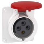 Priză industrială Schneider Pratika PKF32G434, 32A, 3P+E, 380–415V, montaj pe panou, IP44