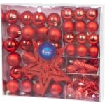 Globuri de Crăciun MagicHome, set, 50 buc, 4-5 cm, roșu, stea, ghirlandă, con, pentru brad de Crăciun