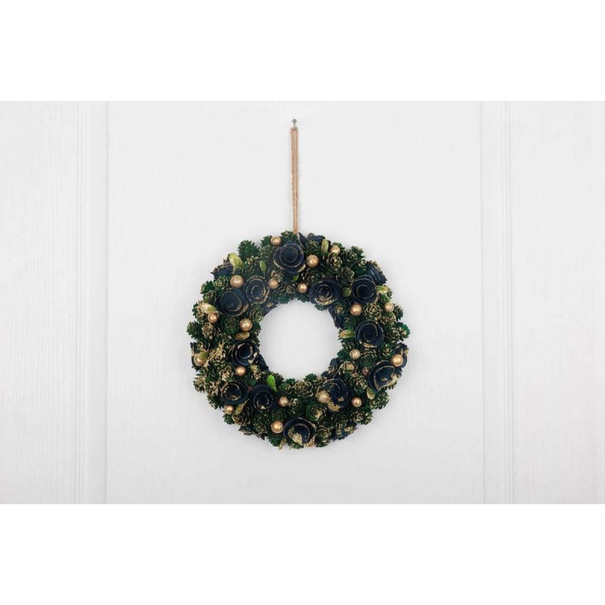 Coronita de Craciun MagicHome de agatat, verde-albastru-auriu 29 cm - imagine 3