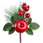 Decoratiune Crenguță de Crăciun MagicHome, cu măr, roșie, 14 cm