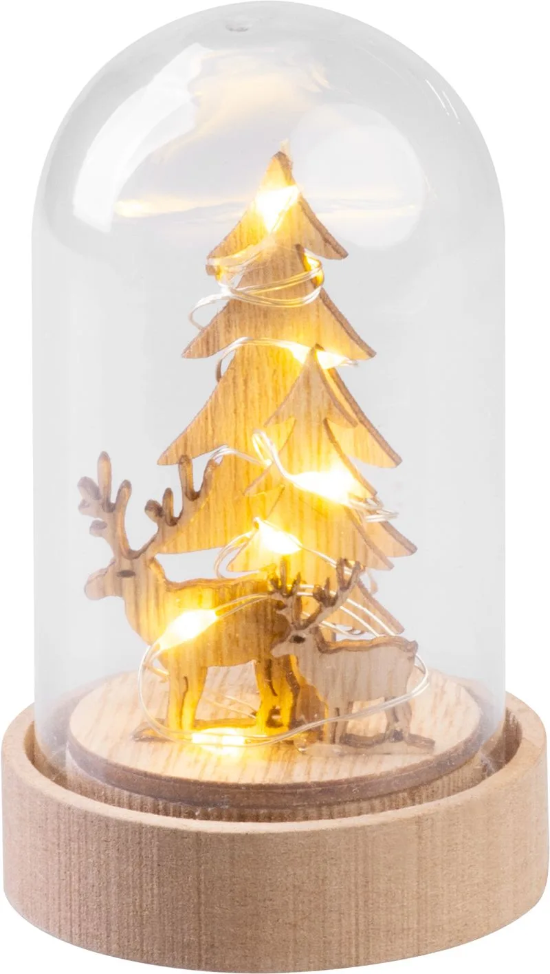 Decorațiune de Crăciun MagicHome, brad într-o cupolă, LED, alb cald, interior, 5,5x9 cm - imagine 1