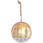 Decorațiune de Crăciun MagicHome, Cerb într-o minge, LED, suspendată, MDF, 8,5x2x8,5 cm