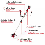 Motocoasă fără fir Einhell AGILLO 36/255 BL– Brushless, lamă 3 dinți + cap cu fir, starter kit 4Ah(1 acumulator+incarcator ) inclus - imagine 6