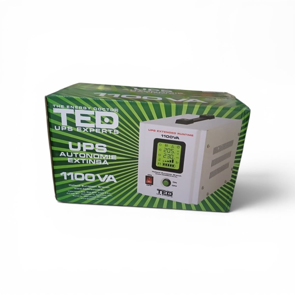 UPS TED 1100VA/700W cu Autonomie Extinsă și Display LCD - imagine 2