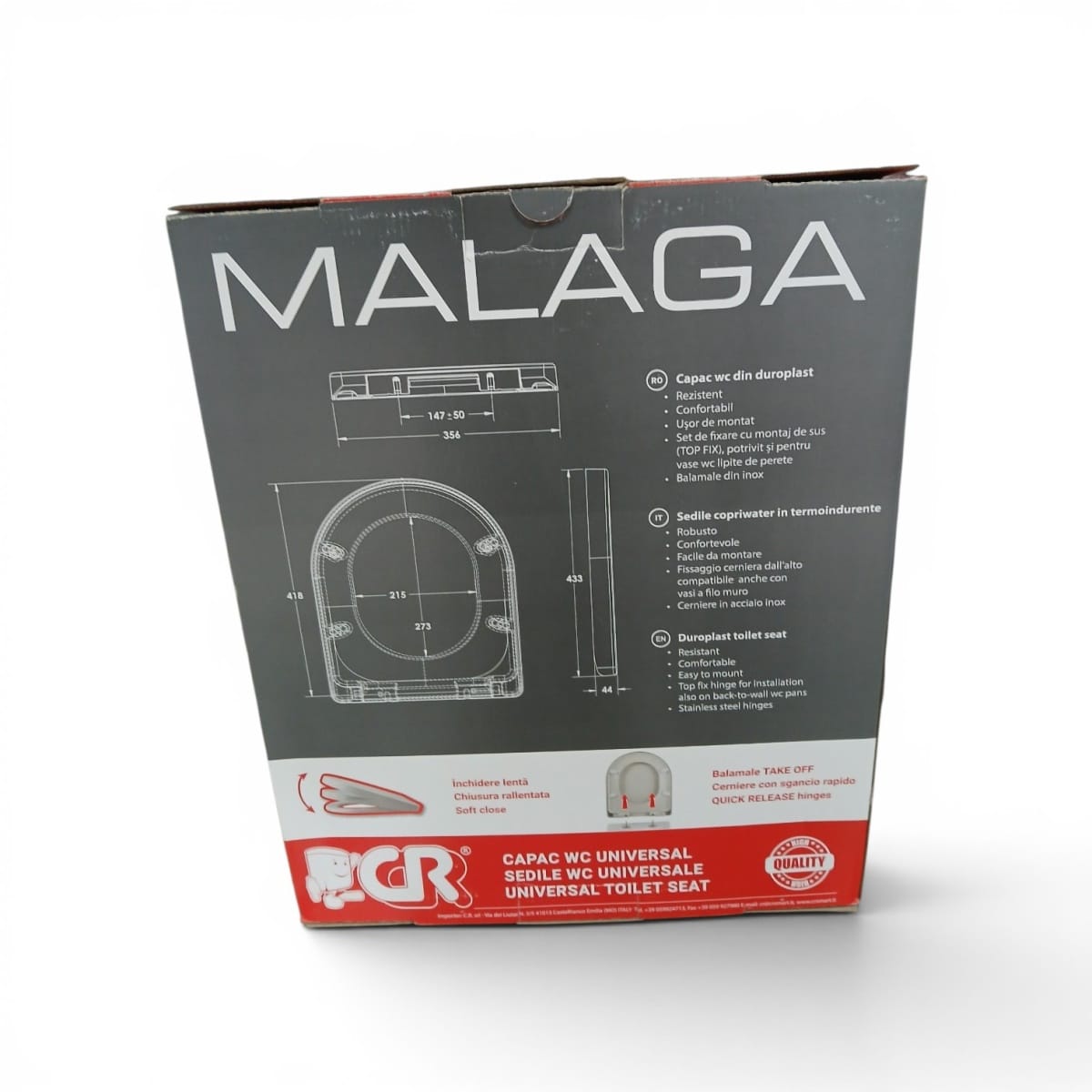 Capac WC Universal Malaga Duroplast cu Închidere Lentă și Demontare Rapidă - imagine 3