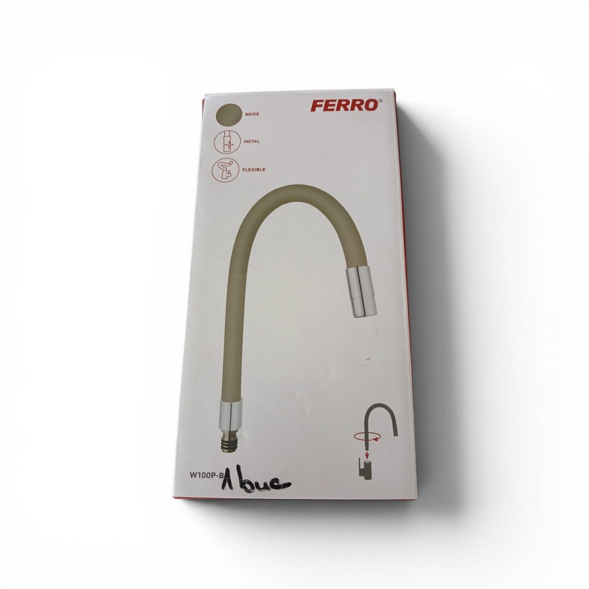 Pipă Flexibilă Ferro W100P-B pentru Baterie Bucătărie, Metal, Bej - imagine 3