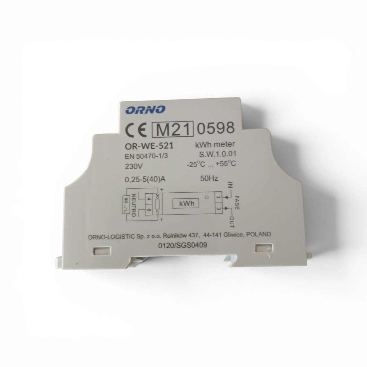 Contor de Energie Monofazat ORNO OR-WE-521 40A 1M pe Șină DIN - imagine 2