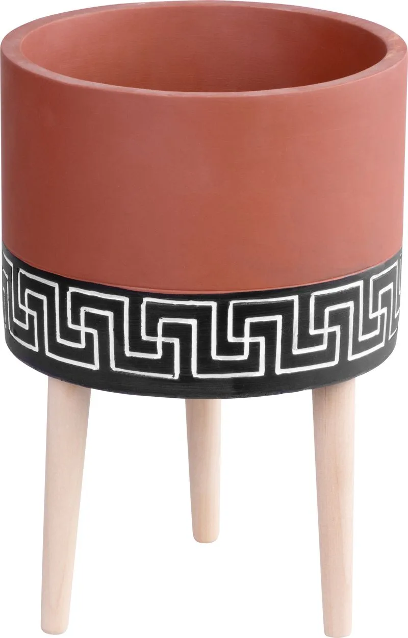 Ghiveci Decorativ cu Mozaic MagicHome, Ciment, Picioare din Lemn 22x22x31 cm - imagine 1