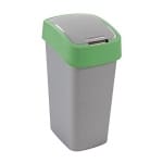 Coș de gunoi Curver FLIP BIN, 25 litri, gri-argintiu/verde, cu capac rabatabil
