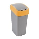 Coș de gunoi Curver FLIP BIN, 25 litri, gri-argintiu/galben, cu capac rabatabil