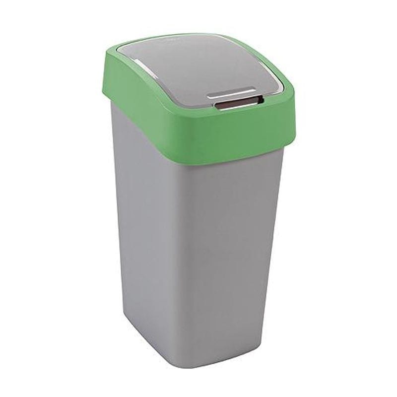 cos gunoi Flip Coș de gunoi Curver FLIP BIN, 25 litri, gri-argintiu/verde, cu capac rabatabil - imagine 1