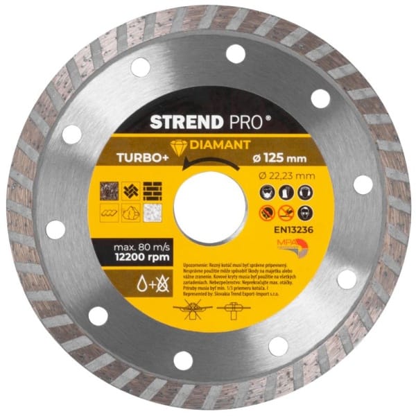 Disc diamantat Turbo+ Strend Pro 521C, 125 x 22,2 mm