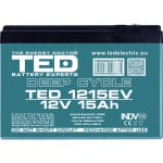 Acumulator TED Electric TED003775, 12 V, 15 Ah, AGM VRLA Deep Cycle, M5