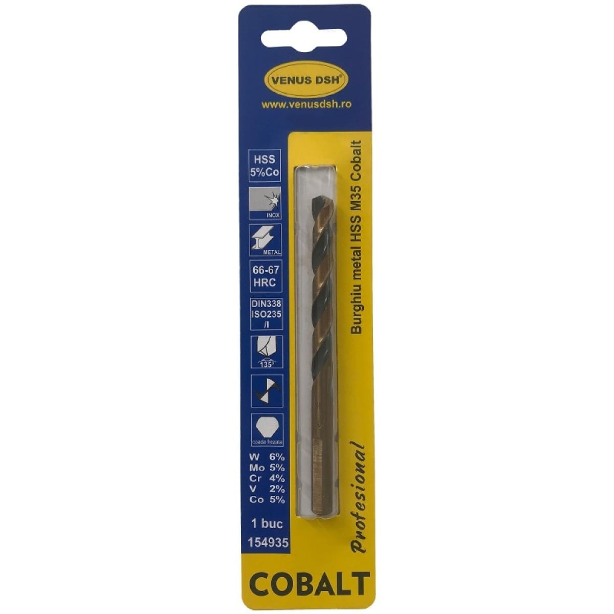 Burghiu metal HSS M35 cobalt - 8 mm — imagine ilustrativă