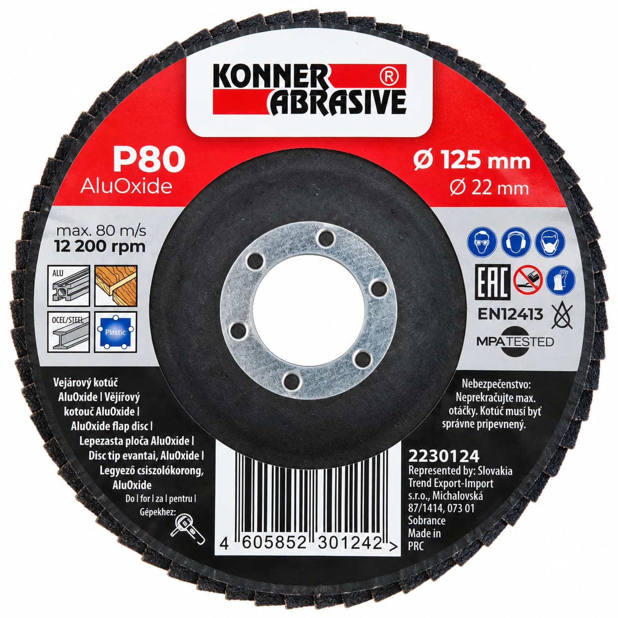 f23aa612-e3dc-4892-a25f-553ef3568830 Disc lamelar KONNER D22, 125 x 22 mm, P80, oxid de aluminiu - imagine 1