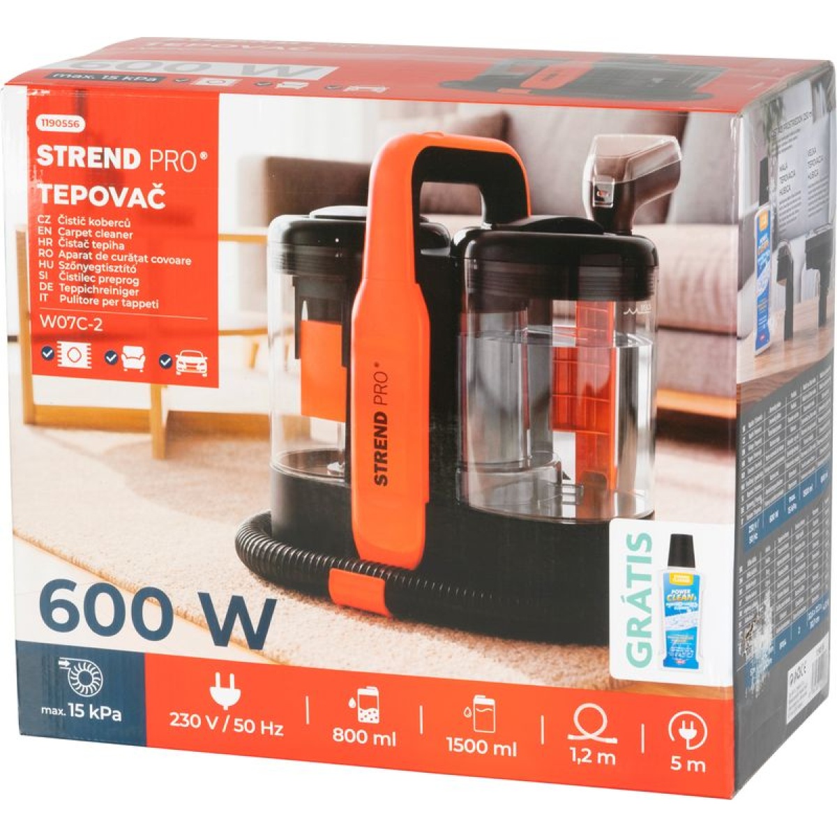 Aparat de curățat tapițerie Strend Pro, 600 W, saciu 15 kPa — imagine ilustrativă
