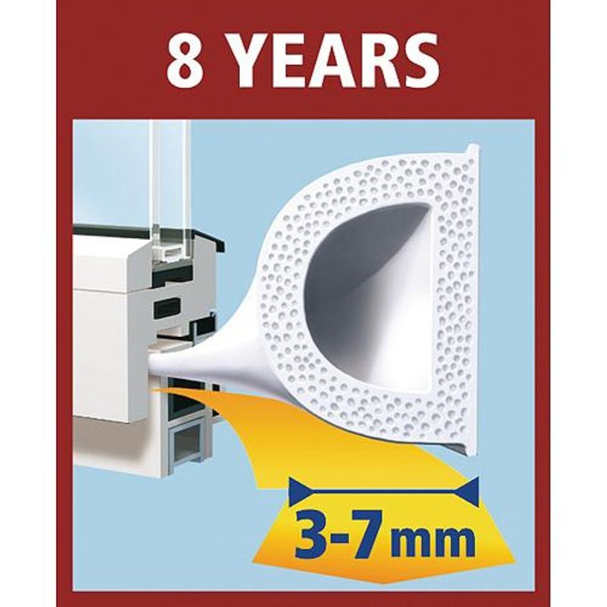 Bandă de etanșare Tesa tesamoll profil D 9 mm, 100 m, alb — imagine ilustrativă