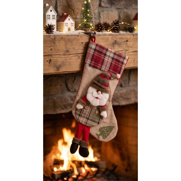 Șosetă decorativă de Crăciun MagicHome Moș Crăciun 50 cm — imagine ilustrativă