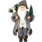 Decorație MagicHome Moș Crăciun, textil, gri, 16x26x45 cm — imagine ilustrativă