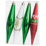 Ornamente pentru brad MagicHome, 3x15 cm, roșu-verde, 4 buc. — imagine ilustrativă