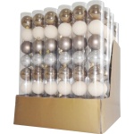 Globuri Crăciun MagicHome, 5 cm, 8 buc, alb‑argintiu‑bronz — imagine ilustrativă