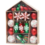 Globuri de Crăciun MagicHome, set 32 buc roșu-verde-alb — imagine ilustrativă