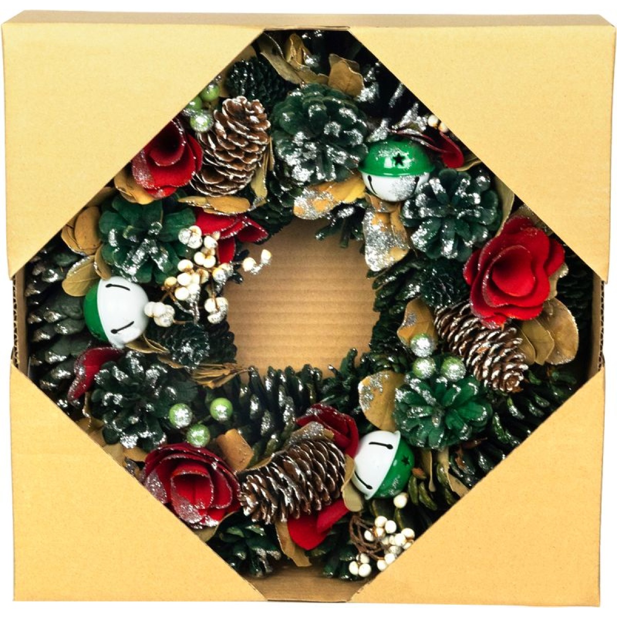 Coroniță de Crăciun MagicHome agățată, verde, 30x30x8 cm — imagine ilustrativă