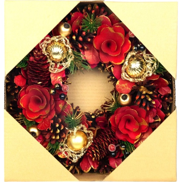 Coroniță de Crăciun MagicHome, de agățat, roșie, 30x30x8 cm — imagine ilustrativă