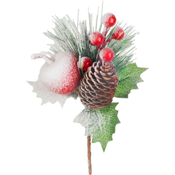 Vetviță decorativă MagicHome Crăciun înzăpezită, 17 cm — imagine ilustrativă