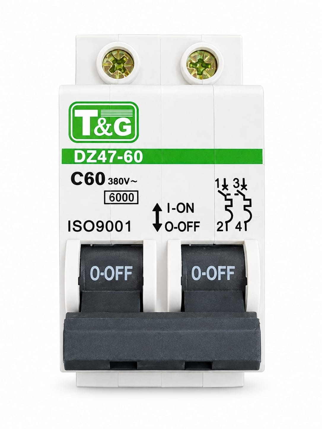intrerupator Întrerupător automat bipolar T&G DZ47-60 C60 – 60A, 380V, 6kA - imagine 1