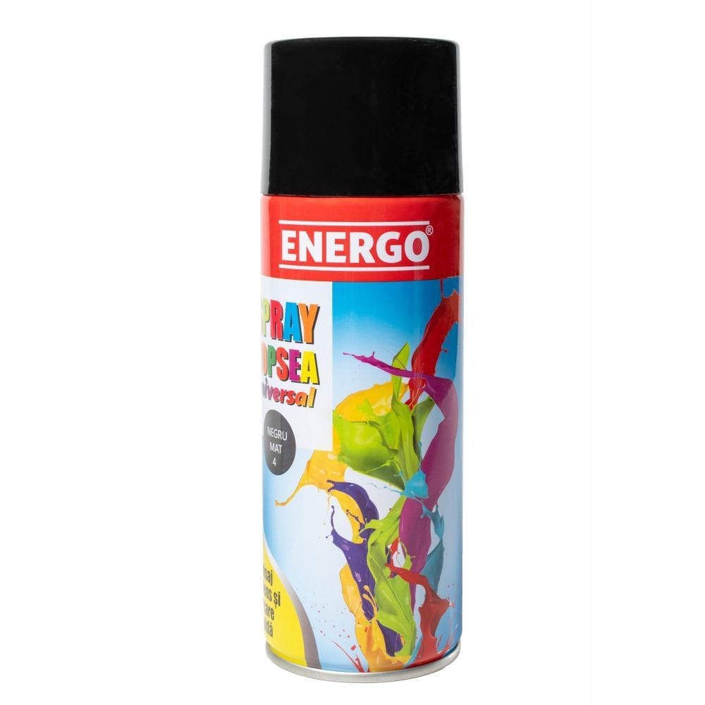 Spray vopsea universal negru mat 4 volum 450 ml ENERGO Spray vopsea universal negru mat 4 volum 450 ml ENERGO — imagine ilustrativă